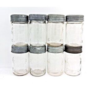 Crown Mason Jars -Glass Lids-Zinc Rings- Made in Canada-1940's and 50's-Vintage